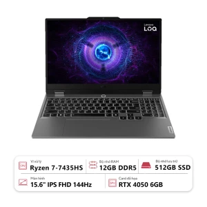 Laptop Lenovo LOQ 15ARP9 83JC003VVN (AMD Ryzen 7-7435HS/ 12GB/ 512GB/ RTX 4050 6GB/ 15.6