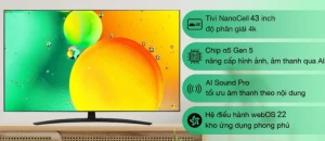 Smart Tivi NanoCell LG 4K 43 inch 43NANO76SQA