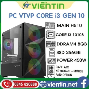Máy tính để bàn PC Văn Phòng VT3 (Main H510, CPU Core i3 10105, DDR4 8GB, SSD256GB, PSU 450W, CASE, KEY MOUSE)