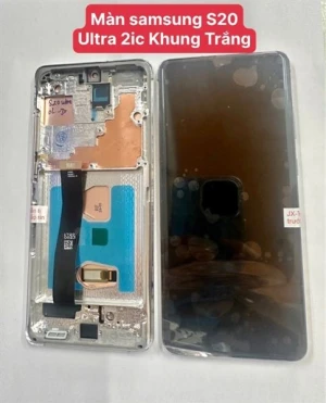 Màn Hình Samsung S20 Ultra- 2ic/ OLED- Khung - Phôi To (cong) - Trắng