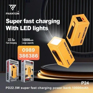 Pin Dự Phòng PHANTOM P24 Sạc Nhanh 22.5w- Có Đèn Pin- 10000mAh