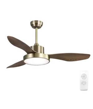 QUẠT TRẦN ĐÈN TRANG TRÍ CAO CẤP iLOOK-4703 (Thân: bạc, Cánh: Gỗ óc chó)