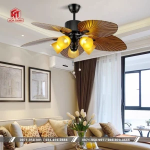 Đèn quạt trần cánh lá 5 chao HTQ-46