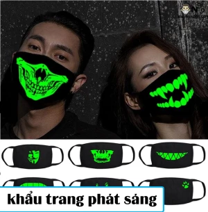 Khẩu Trang Dạ Quang In Hình Miệng Cười Các Loại - khẩu trang phát sáng trong đêm, vải mềm mịn - Khẩu trang n99