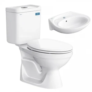 Bồn cầu Viglacera VT18M nắp êm V1102E 2 khối kèm lavabo VTL2