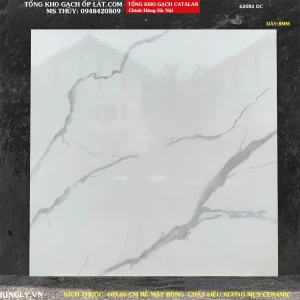 Gạch lát nền Catalan trắng vân 60x60 62082 Loại 1