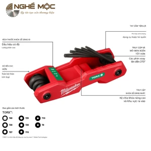 Bộ tua vít lục giác gấp 5 chìa Milwaukee 48-22-2184