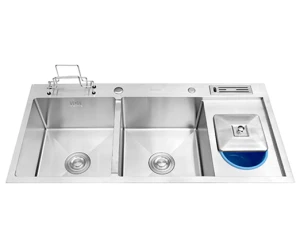 Chậu Euromax inox 304 cao cấp EMS02 có thùng rác