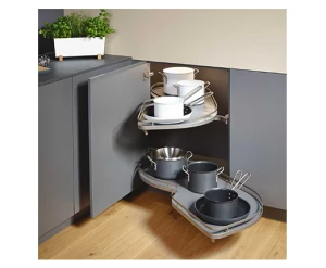 Rổ Góc LeMans II 2 Khay Màu Đen Xoay Phải Hafele 541.29.480