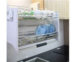 Rổ kéo di động chén dĩa Euromax inox mờ 304 cao cấp D800