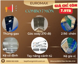 Rổ kéo di động chén dĩa Euromax inox phủ Nano xám cao cấp D800N