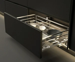 Rổ kéo xoong nồi chén dĩa Euromax inox mờ 304 nan vuông KH800V