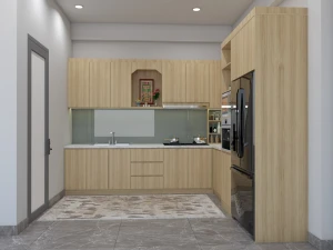 Tủ bếp Cánh Acrylic vân gỗ ( An Cường không line )