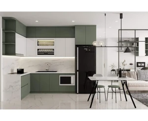 Tủ bếp MDF chống ẩm sơn 2K cánh phẳng