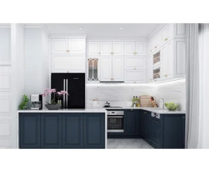 Tủ bếp Thùng MDF phủ Melamine chống ẩm Ba Thanh, Cánh MDF chống ẩm sơn 2K cánh Pano