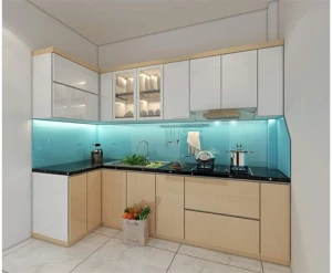 Tủ bếp Thùng MDF phủ Melamine chống ẩm Ba Thanh,Cánh MDF chống ẩm sơn 2K cánh phẳng