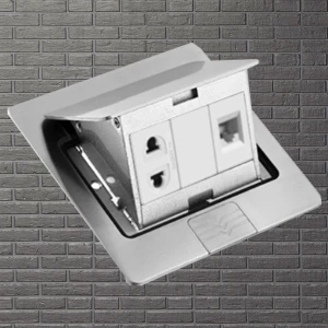 Bộ ổ cắm âm sàn gồm hạt mạng ổ cắm DoBo F55-885502S (Inox 304 kháng nước)
