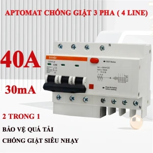 Cầu dao chống giật 3 PHA 40A (Aptomat chống dòng rò) DoBo 4.5kA 30mA DZ47LE-88403P
