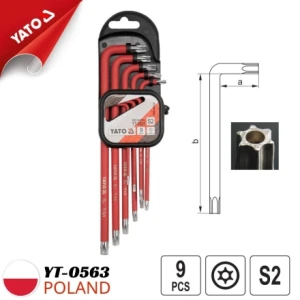 Bộ lục giác đỏ đầu sao cao cấp loại dài 9 chi tiết Yato YT-0563 - Ba Lan