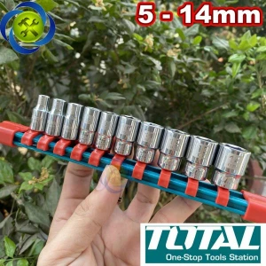Bộ 10 đầu tuýp chuôi 1/4 inch Total THT1411023 (5-14mm)