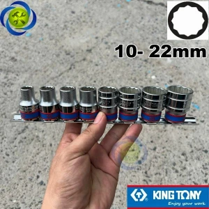 Bộ đầu tuýp 1/2 ngắn Kingtony 4010MR 8 chi tiết 12 cạnh bông (10-22mm)
