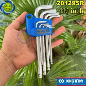 Bộ lục giác hệ inch Kingtony 20129SR 9 cây (1/16 - 3/8) loại ngắn đầu bi