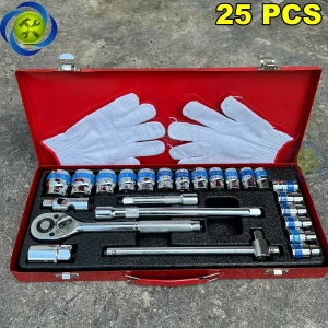 Bộ tuýp 25 chi tiết HITMAN VND1005 (10mm - 32mm) thép CR-V mạ Crom bóng