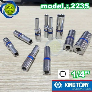 (ĐỦ SIZE) Tuýp trắng 6 cạnh Kingtony 2235 chuôi 1/4 dài 50mm (size lẻ từ 4-14mm)