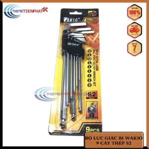 BỘ LỤC GIÁC 9 CÂY ĐẦU BI 1.5MM-10MM WAKIO THÉP S2 XI TRẮNG