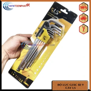 BỘ LỤC GIÁC ĐẦU BI 9 CÂY CHỮ L DÀI 23CM T10 - T50 HIỆU LS-THÉP CRV