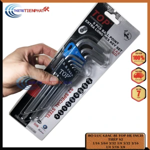 BỘ LỤC GIÁC ĐẦU BI 9 CÂY HỆ INCH TOP XI TRẮNG 1/16, 5/64 , 3/32, 1/8, 5/32, 3/16, 1/4, 5/16