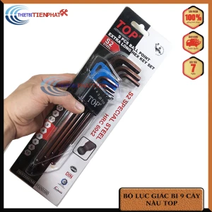 BỘ LỤC GIÁC ĐẦU BI 9 CÂY HỆ MÉT 1.5MM ĐẾN 10MM XI NÂU TOP AWT-30004-BK (THÉP S2 CAO CẤP)