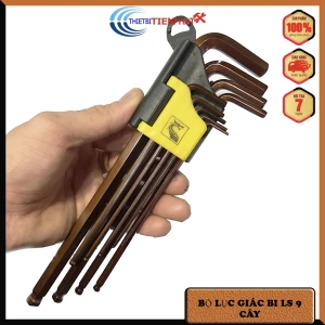 BỘ LỤC GIÁC ĐẦU BI LS 9 CÂY MÀU NÂU CHỮ L 1.5MM -10MM DÀI 22MM HÃNG LS (THÉP CRV)