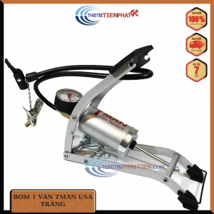 BƠM HƠI ĐẠP CHÂN 1 XI LANH T-MAN USA STANDARD CÓ ĐỒNG HỒ CHO XE MÁY, XE ĐẠP MÀU XÁM