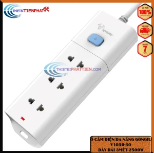 Ổ CẮM ĐIỆN ĐA NĂNG CHỊU NHIỆT CAO 2500W 3 LỖ 1 CÔNG TẮC GONGNIU-GNVN-V1030-30 (DÂY 3 MÉT)