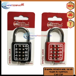 Ổ KHÓA SỐ BẤM, CHỐNG TRỘM 10 SÔ CAO CẤP GHL MÀU NGẪU NHIÊN ĐỎ ĐEN