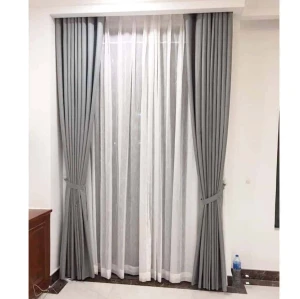 Giá rèm cửa vải 2 lớp màu xám hiện đại