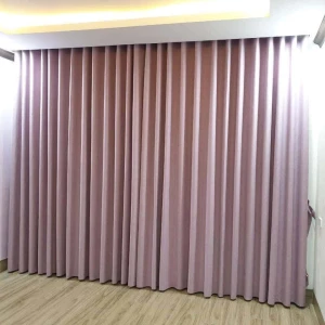 Rèm cửa vải bố màu hồng