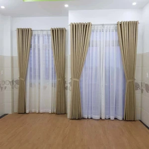 Rèm vải cao cấp màu vàng đồng