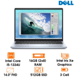 Laptop Dell Inspiron 5440 I5-1334U, 14.0FHD 16GD5, 512SSD, 16:10, FP, 3C41W, W11SL OFFICE, LED_KB/PreS/Ice Blue (N5440-NDY5V1)