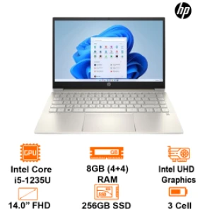 Laptop HP Pavilion 14 -Gold- 14 FHD; i5-1235U; 8GB 3200(4 4); 256GB SSD; WF6 BT5.2; Alu A; Win11H; 1Y (14-DV2076TU-7C0P4PA)