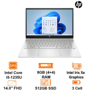 Laptop HP Pavilion 14 -Silver- 14 FHD; i5-1235U; 8GB 3200(4 4); 512GB SSD; WF6 BT5.2; Alu A; Win11H; 1Y (14-DV2075TU-7C0W2PA)