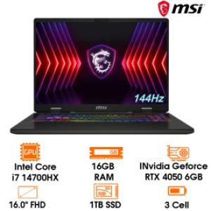 Laptop MSI Gaming Sword 16 HX B14VEKG i7 14700HX,16GB,1TB, 6GB RTX4050, 144Hz, Win11, Cooler Boost 5, Mux Switch, 2Y balo (1Y Pin Sạc) (B14VEKG-856VN)