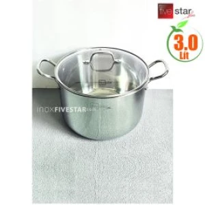 Nồi inox liền đáy Fivestar Plus cao cấp, quai đũa, nắp kính FPN20009, 20cm