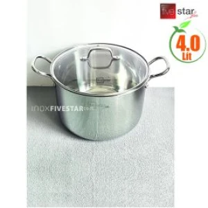 Nồi inox liền đáy Fivestar Plus cao cấp, quai đũa, nắp kính FPN22002, 22cm