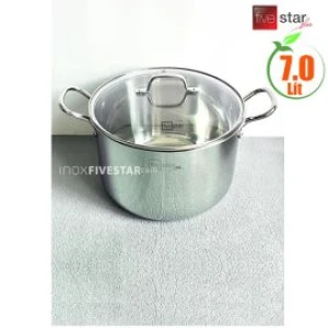 Nồi inox liền đáy Fivestar Plus cao cấp, quai đũa, nắp kính FPN26007, 26cm