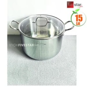 Nồi inox liền đáy Fivestar Plus cao cấp, quai đũa, nắp kính FPN30003, 30cm