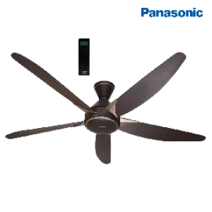 Quạt trần Panasonic F-60GDS-B - 5 cánh, có remote, động cơ DC tiết kiệm điện 9 cấp độ gió, ti dài, màu nâu