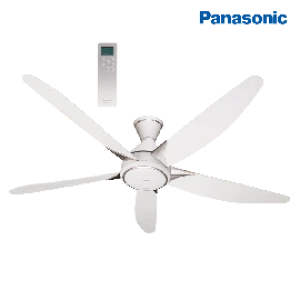Quạt trần Panasonic F-60GDS-W - 5 cánh, có remote, động cơ DC tiết kiệm điện 9 cấp độ gió, ti dài, màu trắng