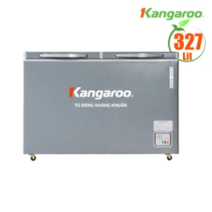Tủ đông mát Kangaroo 327L Nano kháng khuẩn KGFZ389NG2, 2 ngăn 2 cánh, ghi sần, 1270x688x858